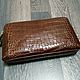Clutch bag made of genuine crocodile leather, in brown color, Clutches, St. Petersburg,  Фото №1