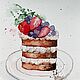 Картина акварелью «Пирожное с ягодами», Картины, Урай,  Фото №1