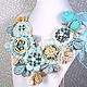 Cream and Turquoise or My Lovely Mint Pearl Necklace, two flowers, Jewelry Sets, St. Petersburg,  Фото №1