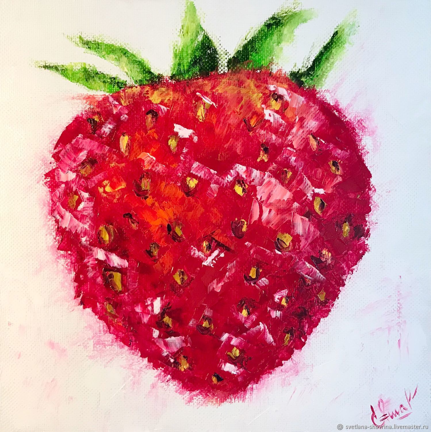 Oil painting: STRAWBERRY, m / x, 40h40, pop art, original, Pictures, Moscow,  Фото №1