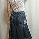 Jean skirt., Vintage denim skirt. Skirts. Авторское ателье  ,,Олизе'. Интернет-магазин Ярмарка Мастеров.  Фото №2
