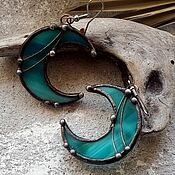 Украшения handmade. Livemaster - original item Turquoise Moon Earrings (e-003-14). Handmade.
