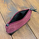 Cosmetic bag leather and canvas Burgundy, Beauticians, Volzhsky,  Фото №1