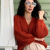 Джемпер свитер женский вязаный из мохера и шерсти оверсайз серый цвет