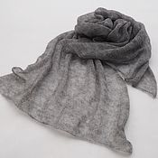 Аксессуары handmade. Livemaster - original item Wraps: Stole grey melange scarf knitted from kid mohair. Handmade.