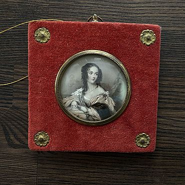 Винтаж: Старинная миниатюра Портрет девушки. . Винтаж ручной работы - Ярмарка Мастеров Винтаж ручной работы. Ярмарка Мастеров - ручная работа Винтаж: Старинная миниатюра Портрет девушки. Handmade.
