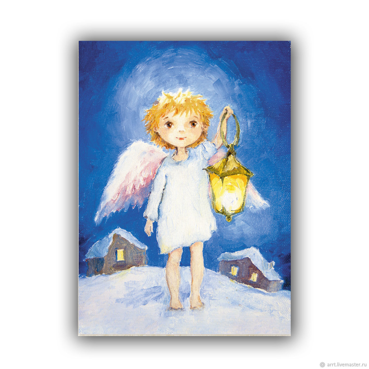 Рождественская открытка с ангелочком
