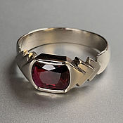 Silver ring with red Spinel (2,86 ct) handmade