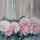 Peonies in the rain. Interior painting with acrylic and oil, Pictures, Samara,  Фото №1