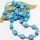 Long beads Turquoise cube 108 cm, Necklace, Gatchina,  Фото №1