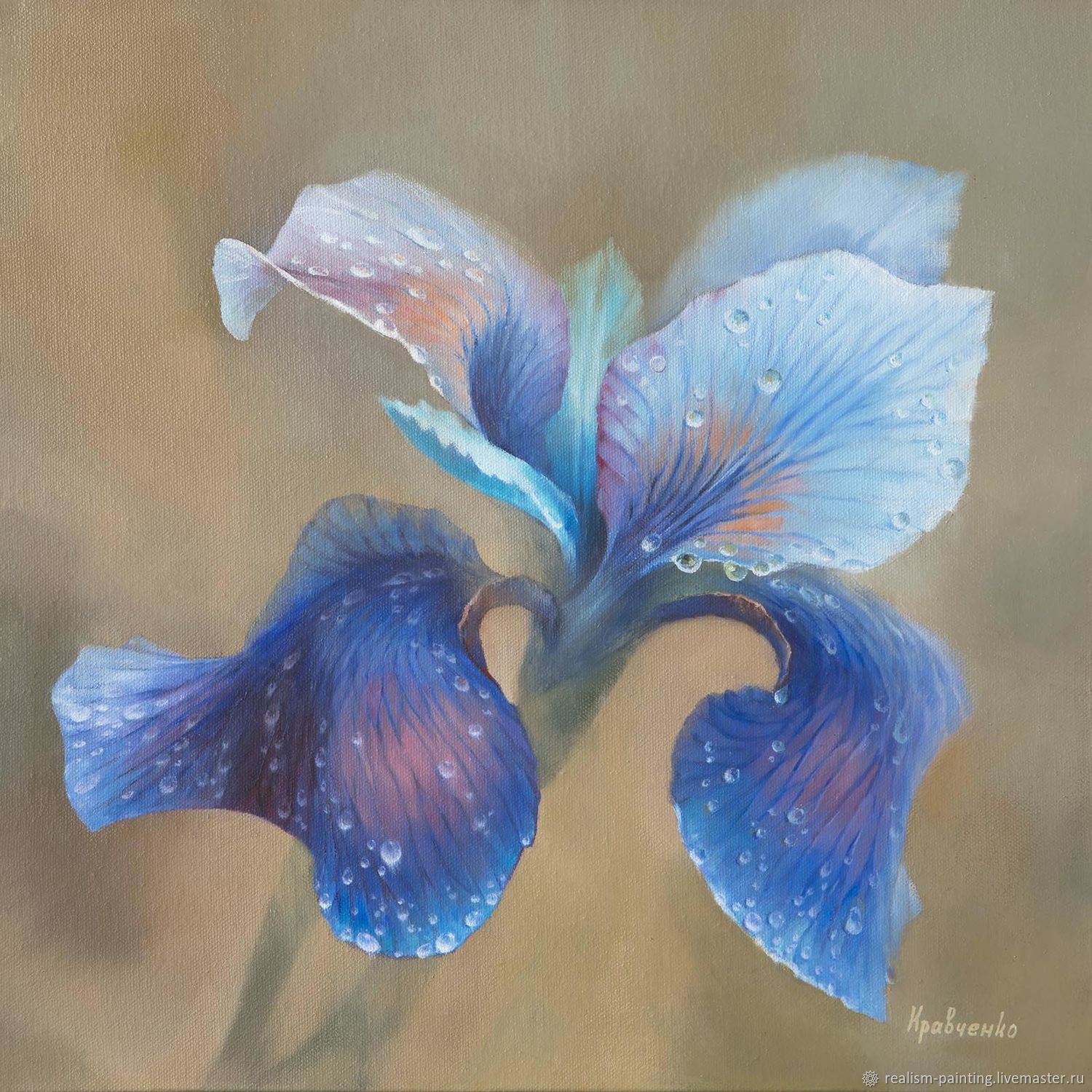 "Iris flower after rain No. №4", oil painting on canvas, Pictures, St. Petersburg,  Фото №1
