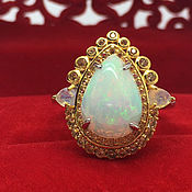Украшения handmade. Livemaster - original item Ring with fire opal 13*9 mm with gilding. Handmade.