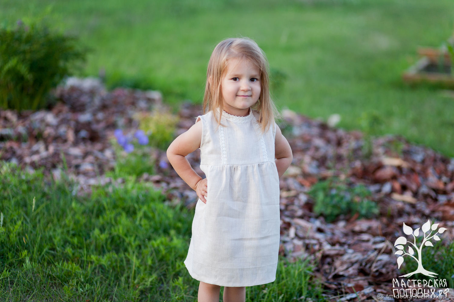 Детское льняное платье