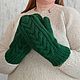  Варежки вязаные женские мужские зеленый. Варежки. Наталья  Malinka_Knitwear/ Вязание. Ярмарка Мастеров.  Фото №5