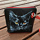 Small leather handpainted crossbody bag. Cat handbag. Crossbody bag. InGAartWork. Online shopping on My Livemaster.  Фото №2