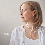Украшения handmade. Livemaster - original item Open necklace made of rock crystal white. Handmade.