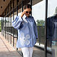 NATALINI Авторская Рубашка из вискозы в полоску с аппликацией из сетки, Рубашки, Новосибирск,  Фото №1
