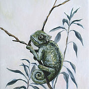 Картины и панно handmade. Livemaster - original item Chameleon Oil Painting 30 x 40 cm. Handmade.