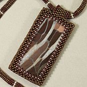 Украшения handmade. Livemaster - original item Pendant with jasper rectangular brown. Handmade.