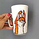 Fox and rabbit tea mug. Hand painted. Gift. Mugs and cups. Вкусная роспись тарелок и кружек. Online shopping on My Livemaster.  Фото №2