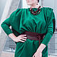 Платье с запахом сзади, со съемными рукавами, из жаккарда, зеленое. Платья. L-Sav design, by JuLia Savina. Ярмарка Мастеров.  Фото №6