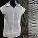 100% linen .Mesh t-shirt with linen textile trim, T-shirts and undershirts for men, Kostroma,  Фото №1
