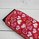 Phone Case, Eyeglass Case, Fabric, Quilted, Hearts, Eyeglass case, Novosibirsk,  Фото №1