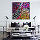 Black burgundy interior painting abstraction with golden potala, Pictures, St. Petersburg,  Фото №1