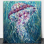Картины и панно handmade. Livemaster - original item Painting Sea Jellyfish. Abstract oil painting on canvas. Handmade.