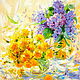 Oil painting on canvas. Sunny dandelions and lilacs, Pictures, Moscow,  Фото №1