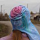 Felted beanie hat 'rose' ears-scarf. Caps. silk wool. My Livemaster. Фото №4