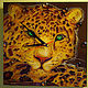 Часы настенные стеклянные с росписью Леопард, Часы классические, Уфа,  Фото №1