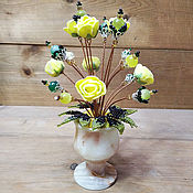 Цветы и флористика handmade. Livemaster - original item Flowers from cat`s eye (opal) and jade 