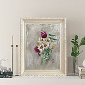 Картины и панно handmade. Livemaster - original item Painting with flowers, painting with daisies in oil on canvas, still life.. Handmade.