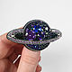 The planet Saturn brooch purple, brooch of beads, Brooches, Smolensk,  Фото №1