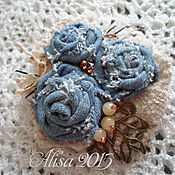Украшения ручной работы. Ярмарка Мастеров - ручная работа Брошь джинсовая. Handmade.