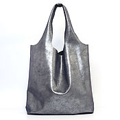 Сумки и аксессуары handmade. Livemaster - original item Silver satchel Bag silver leather bag shopper Bag t-shirt Bag. Handmade.