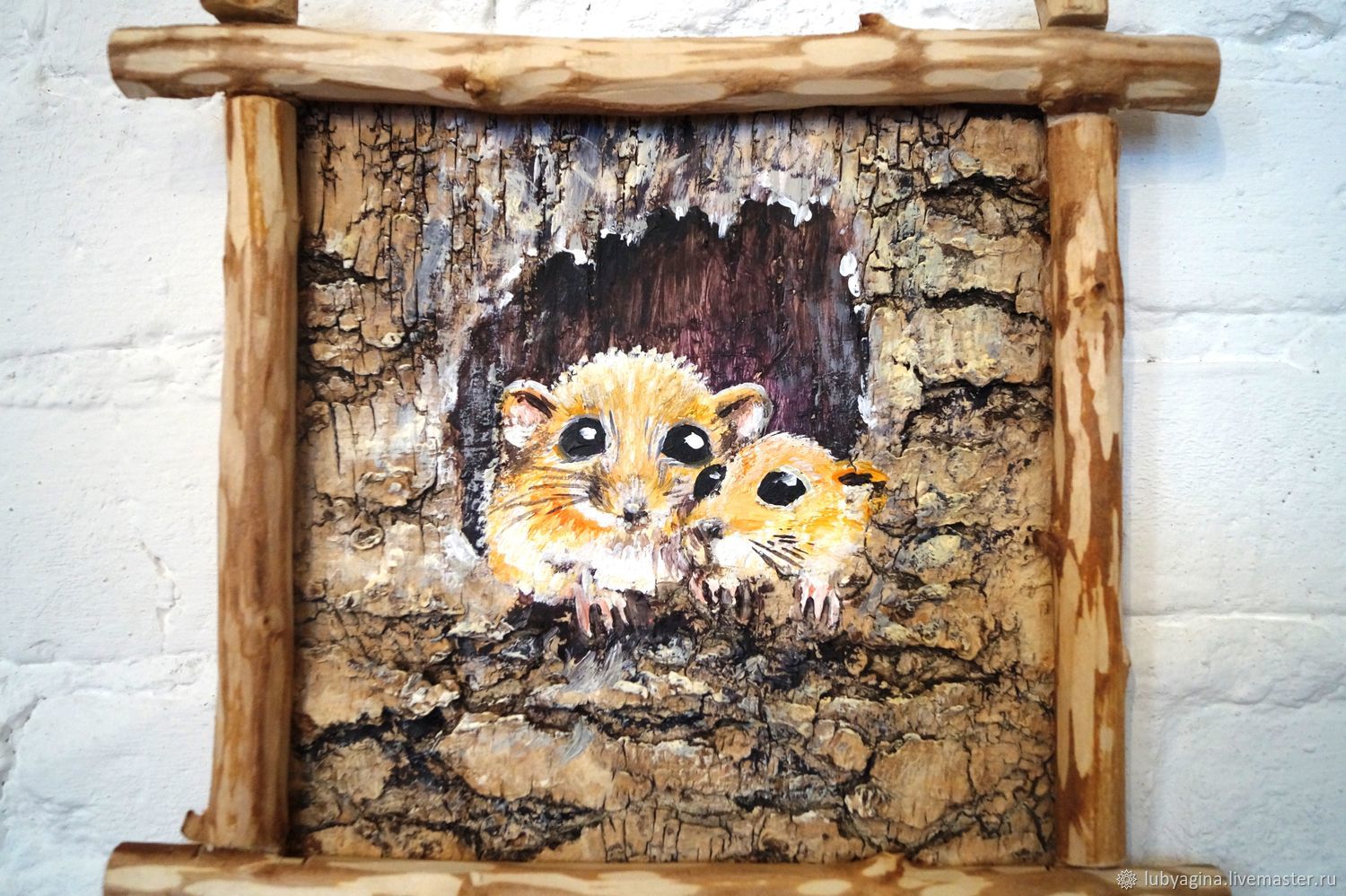 Картина на березовой коре