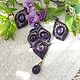 Pendant with pendant-lilac Natur. amethyst, purple beads, pearls, Pendant, Bryansk,  Фото №1