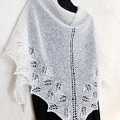 Аксессуары handmade. Livemaster - original item Openwork shawl white, Down scarf knitted with knitting needles. Handmade.