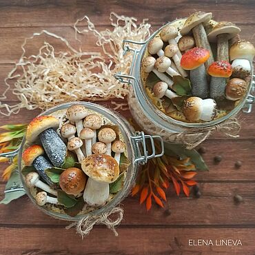 Посуда ручной работы. Ярмарка Мастеров - ручная работа Баночки с грибами. Handmade.