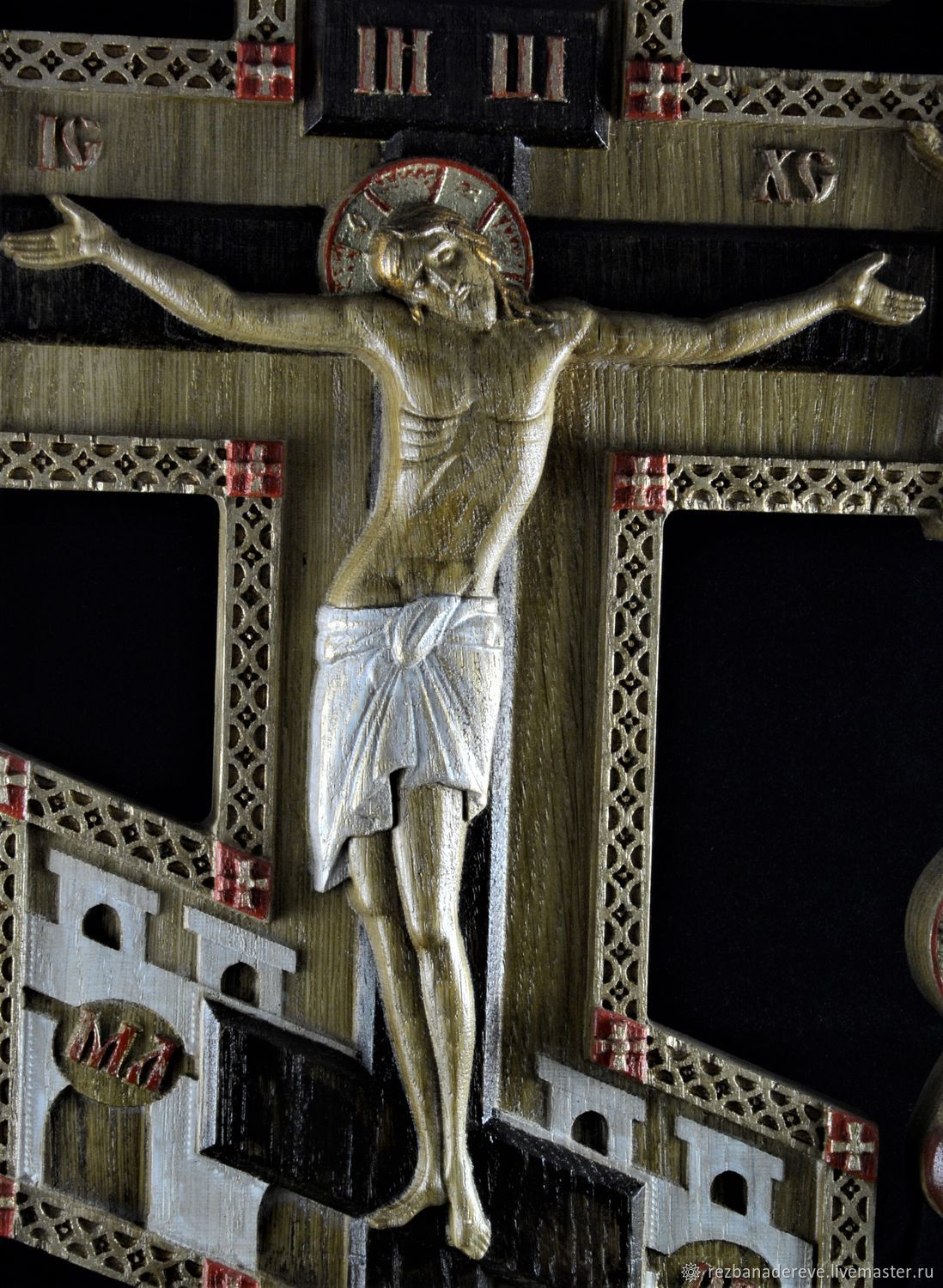 Икона резная из дерева Голгофа Распятие с предстоящими – купить на ...