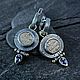 Серьги с монетой и аметистом. Серьги классические. ЖуЖа_jewelry. Ярмарка Мастеров.  Фото №5