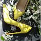 shoes made of genuine Python leather lemon color, Shoes, Barnaul,  Фото №1