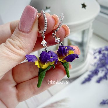 ручной работы. Ярмарка Мастеров - ручная работа Серьги с ирисами. Handmade.