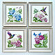Tiles and tiles: Hummingbirds and hydrangeas, set of 4 pcs, Tile, Kazan,  Фото №1