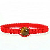 Украшения handmade. Livemaster - original item Bracelet made of red thread with tiger eye. Handmade.