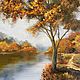 Картина маслом Осень, дерево, река 50х40 см, Картины, Санкт-Петербург,  Фото №1