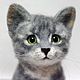 Gray striped cat maksik. felted toy made of wool, Felted Toy, Zeya,  Фото №1