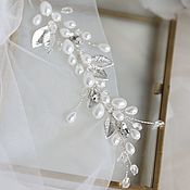 Свадебный салон handmade. Livemaster - original item Wedding decoration sprig in the hairstyle with handmade pearls. Handmade.